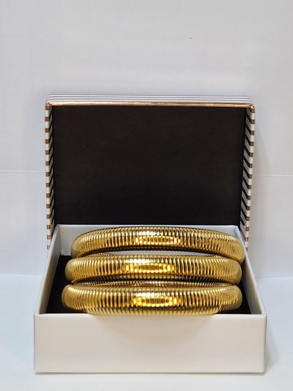 Flex Snake Chain Bracelet- Set of 3 (12mm wide)- Gold - Picture 5 of 6